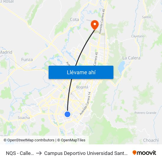 NQS - Calle 30 Sur to Campus Deportivo Universidad Santo Tomás De Aquino map