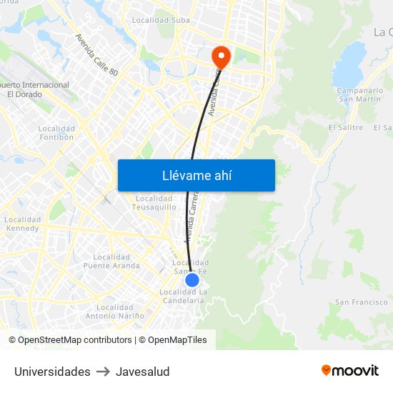 Universidades to Javesalud map