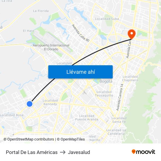 Portal De Las Américas to Javesalud map