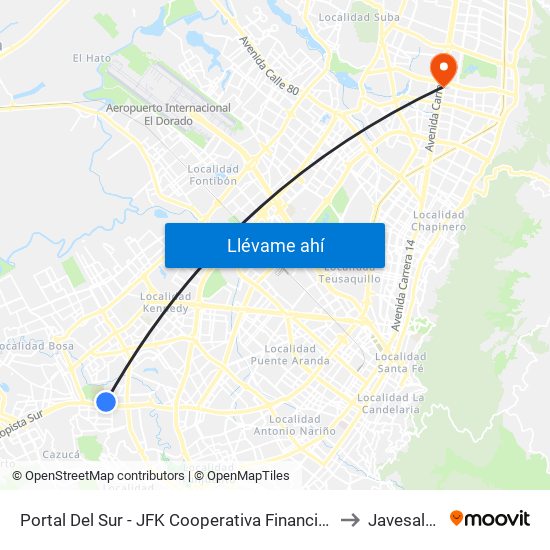 Portal Del Sur - JFK Cooperativa Financiera to Javesalud map