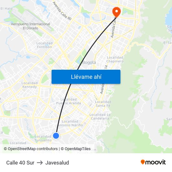 Calle 40 Sur to Javesalud map