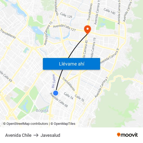 Avenida Chile to Javesalud map