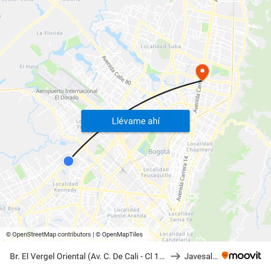 Br. El Vergel Oriental (Av. C. De Cali - Cl 10b) (A) to Javesalud map