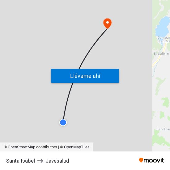 Santa Isabel to Javesalud map