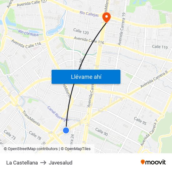 La Castellana to Javesalud map