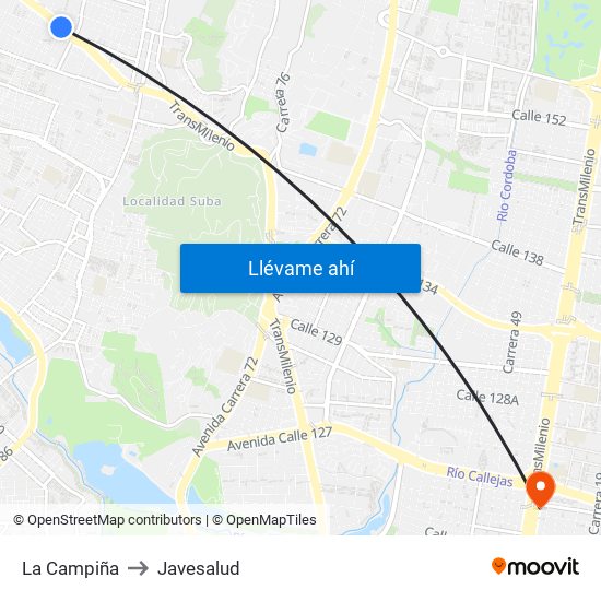 La Campiña to Javesalud map