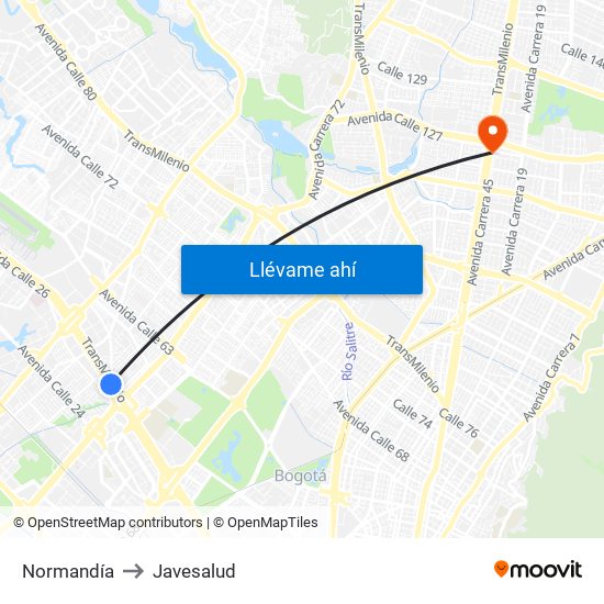 Normandía to Javesalud map