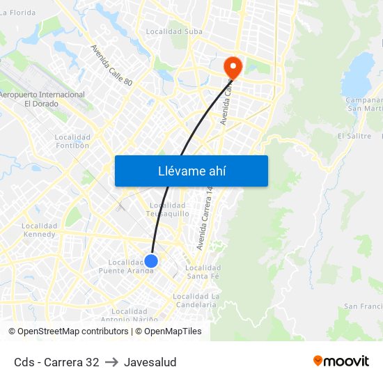 Cds - Carrera 32 to Javesalud map