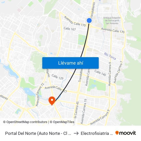 Portal Del Norte (Auto Norte - Cl 174a) to Electrofisiatría Sas map