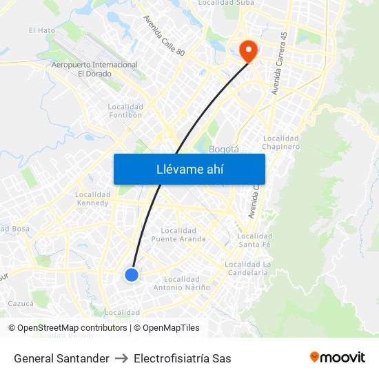 General Santander to Electrofisiatría Sas map