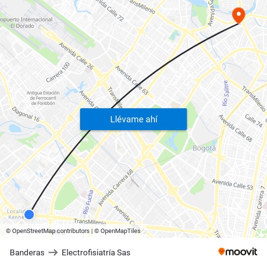 Banderas to Electrofisiatría Sas map