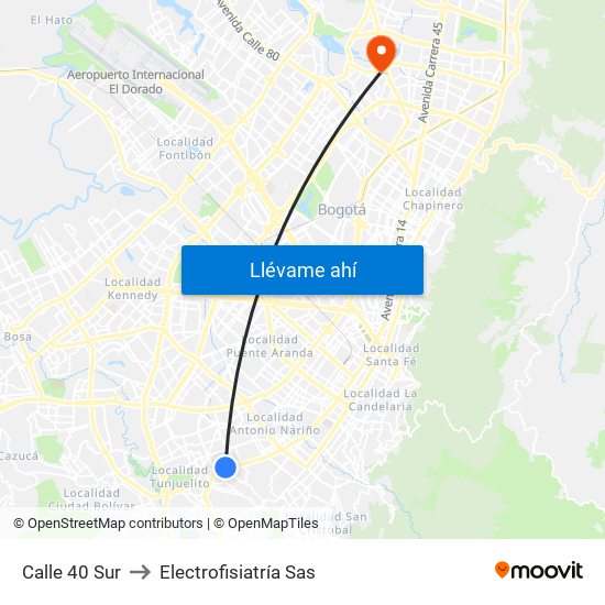 Calle 40 Sur to Electrofisiatría Sas map