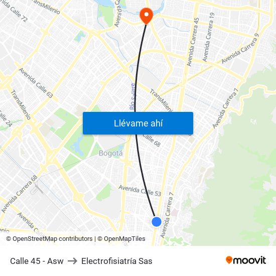 Calle 45 - Asw to Electrofisiatría Sas map