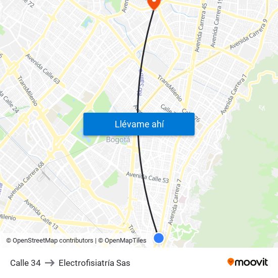 Calle 34 to Electrofisiatría Sas map