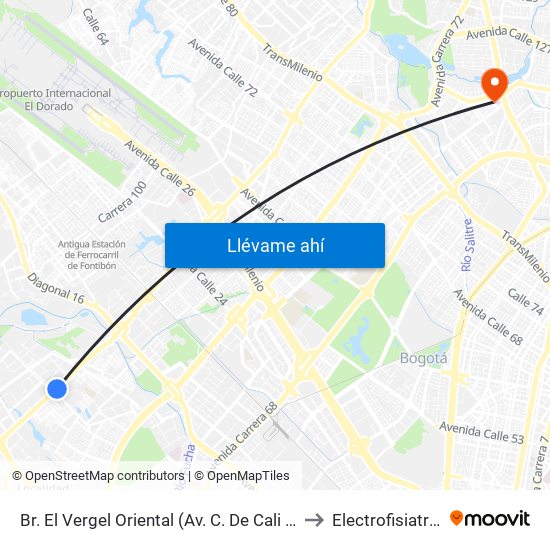 Br. El Vergel Oriental (Av. C. De Cali - Cl 10b) (A) to Electrofisiatría Sas map