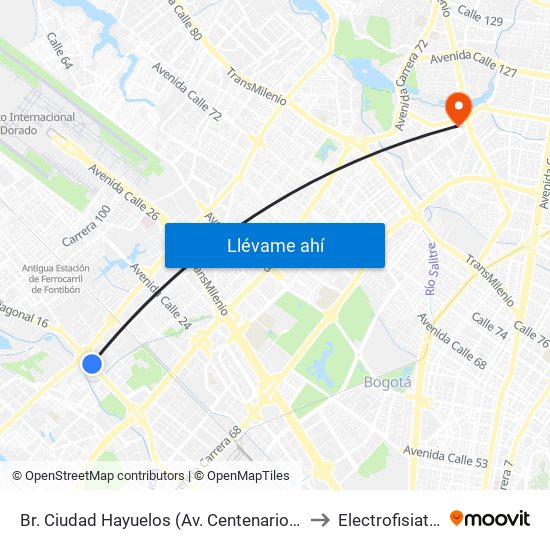 Br. Ciudad Hayuelos (Av. Centenario - Av. C. De Cali) to Electrofisiatría Sas map