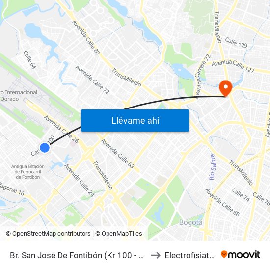 Br. San José De Fontibón (Kr 100 - Av. Esperanza) to Electrofisiatría Sas map