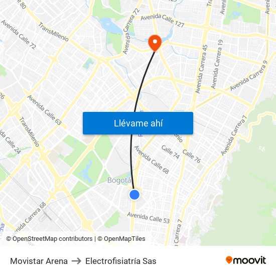 Movistar Arena to Electrofisiatría Sas map