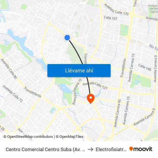 Centro Comercial Centro Suba (Av. Suba - Kr 91) to Electrofisiatría Sas map