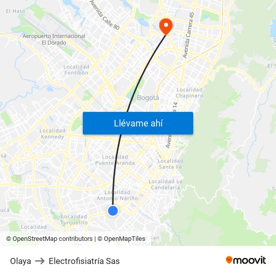 Olaya to Electrofisiatría Sas map