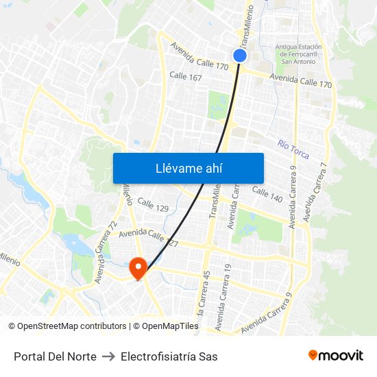 Portal Del Norte to Electrofisiatría Sas map