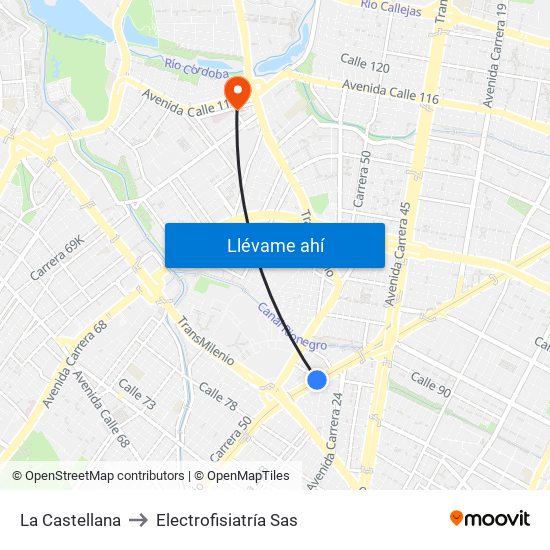 La Castellana to Electrofisiatría Sas map