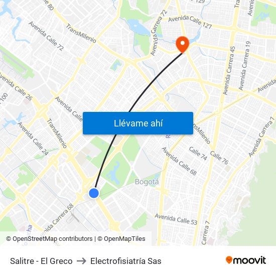 Salitre - El Greco to Electrofisiatría Sas map