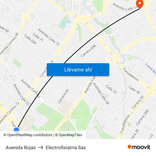 Avenida Rojas to Electrofisiatría Sas map
