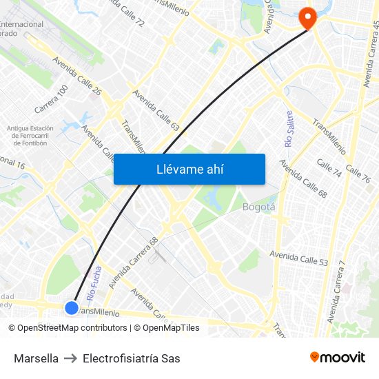 Marsella to Electrofisiatría Sas map