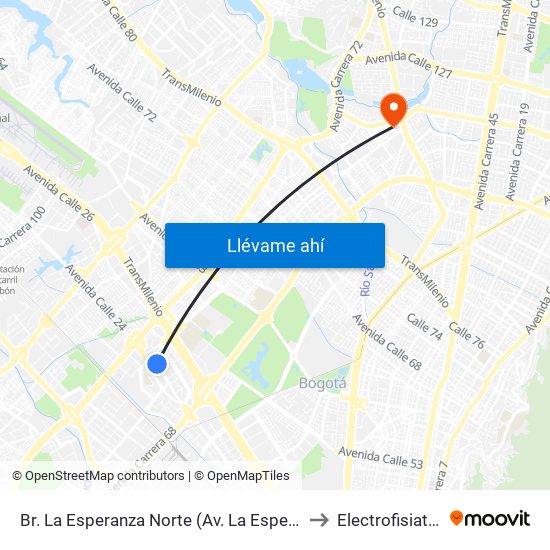 Br. La Esperanza Norte (Av. La Esperanza - Kr 69d) to Electrofisiatría Sas map