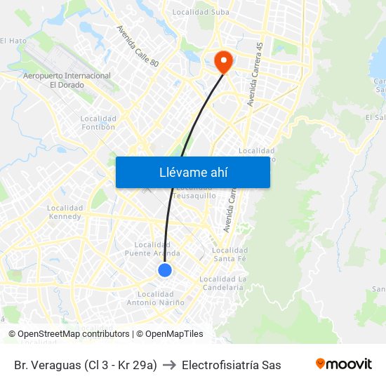 Br. Veraguas (Cl 3 - Kr 29a) to Electrofisiatría Sas map