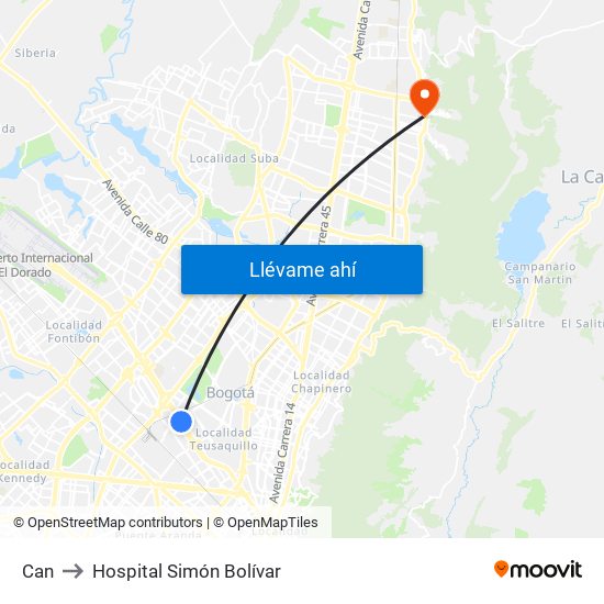 Can to Hospital Simón Bolívar map