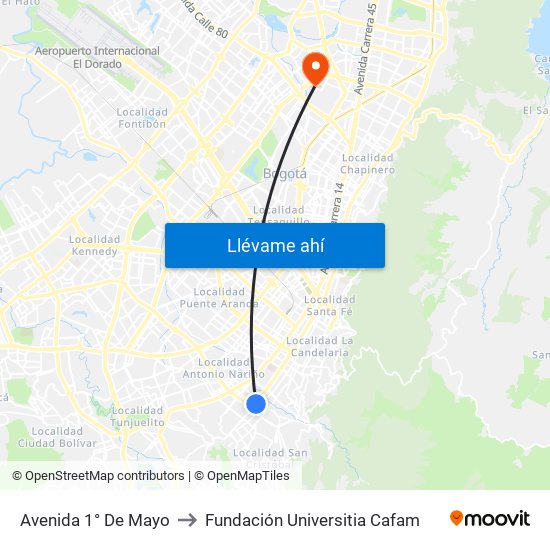 Avenida 1° De Mayo to Fundación Universitia Cafam map