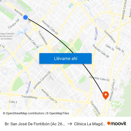 Br. San José De Fontibón (Ac 26 - Kr 96a) to Clínica La Magdalena map