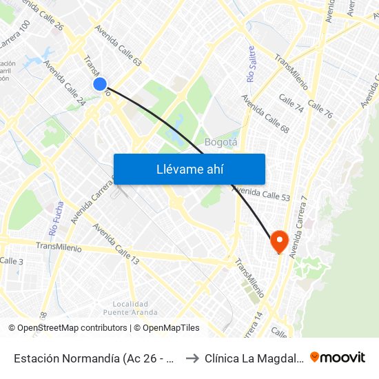 Estación Normandía (Ac 26 - Kr 74) to Clínica La Magdalena map