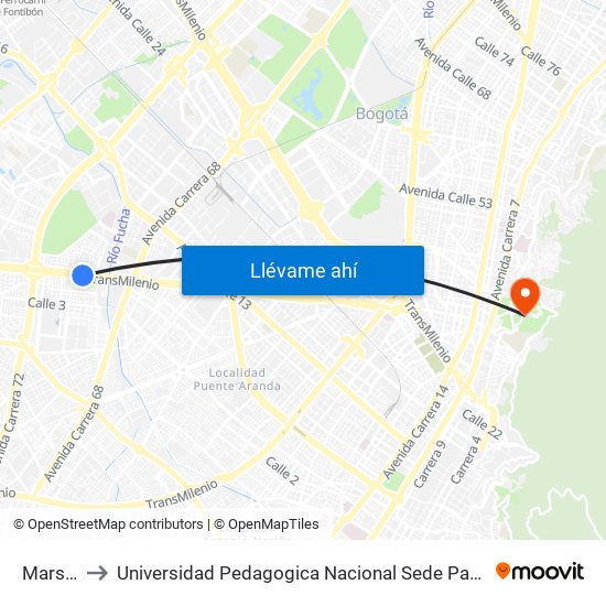 Marsella to Universidad Pedagogica Nacional Sede Parque Nacional map