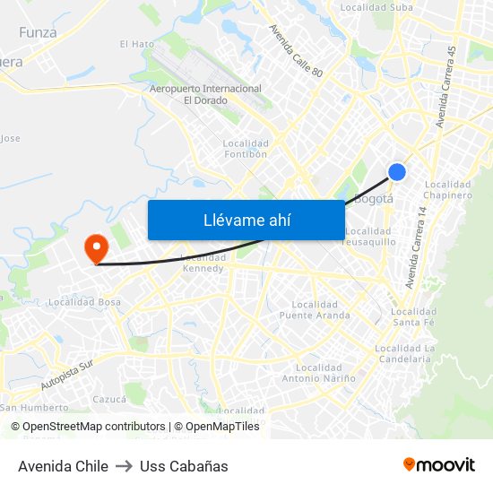 Avenida Chile to Uss Cabañas map