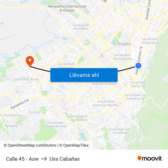 Calle 45 - Asw to Uss Cabañas map