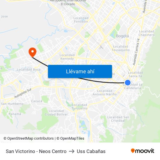 San Victorino - Neos Centro to Uss Cabañas map