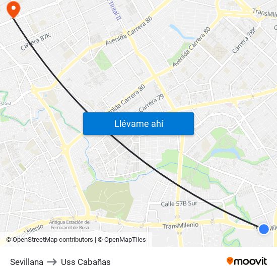 Sevillana to Uss Cabañas map