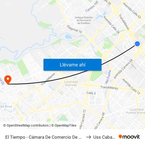 El Tiempo - Cámara De Comercio De Bogotá to Uss Cabañas map