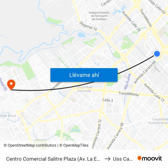 Centro Comercial Salitre Plaza (Av. La Esperanza - Kr 68a) to Uss Cabañas map