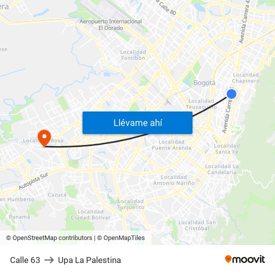 Calle 63 to Upa La Palestina map