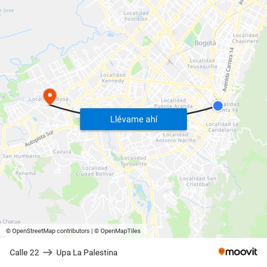 Calle 22 to Upa La Palestina map