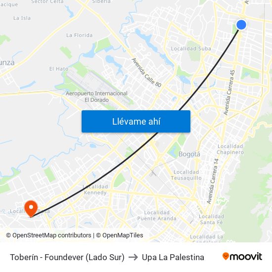 Toberín - Foundever (Lado Sur) to Upa La Palestina map