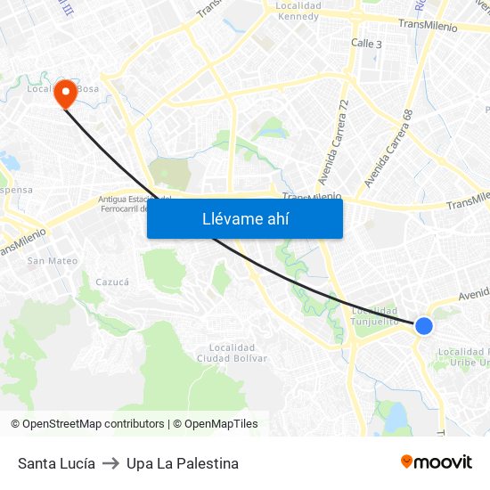 Santa Lucía to Upa La Palestina map