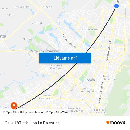 Calle 187 to Upa La Palestina map