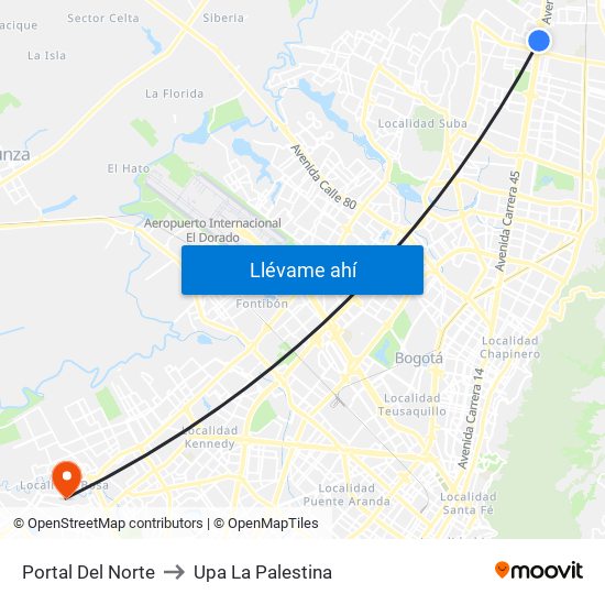 Portal Del Norte to Upa La Palestina map