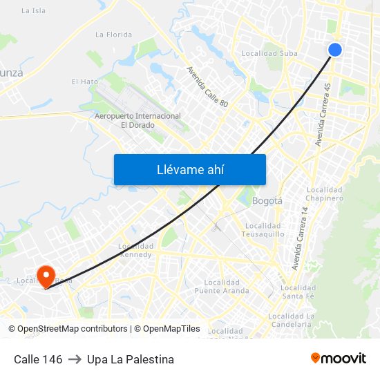 Calle 146 to Upa La Palestina map