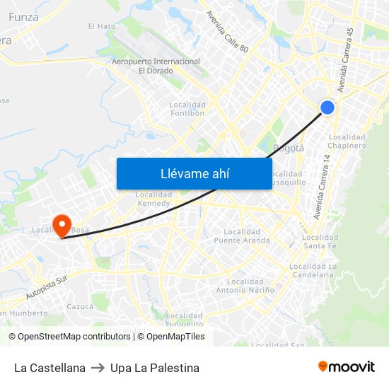 La Castellana to Upa La Palestina map